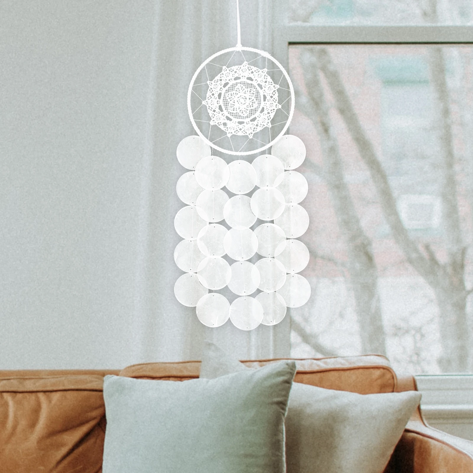 

Shell Pieces 50mm Double Holes Wind Chime Hanging Decor Dream Catcher Patio Decor