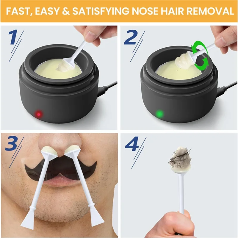 【رابات】أداة توزيع شمع الشعر مع ملعقة للاستعمال مرة واحدة، 100 قطعة من أعواد شمع الأنف لتنظيف الأنف وإزالة شعر الوجه والأذن #4