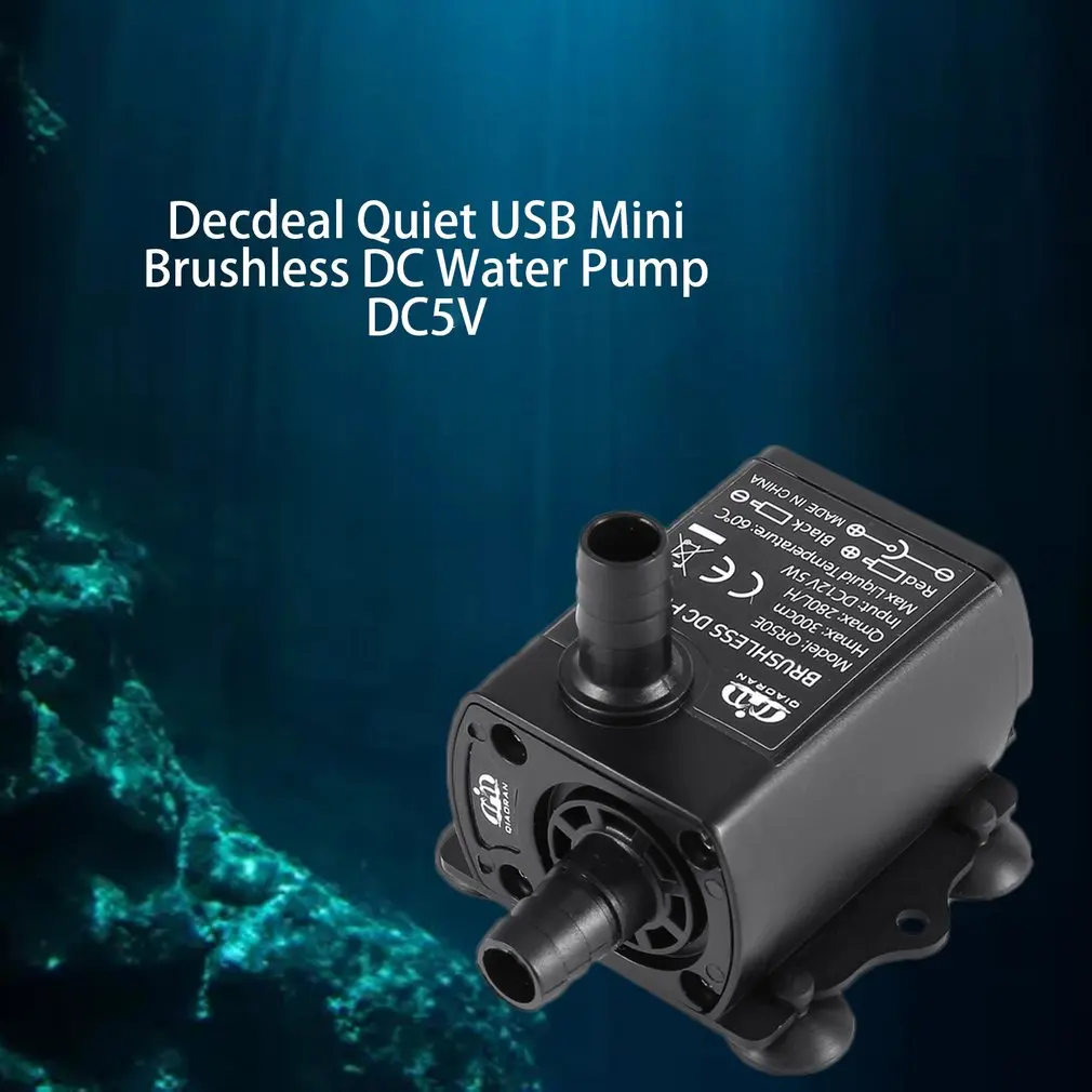 Decdeal Ultra-quiet USB Mini Brushless DC pompa dell\'acqua DC5V 4.8W 300L/H Lift 300cm fontana sommergibile acquario circolante