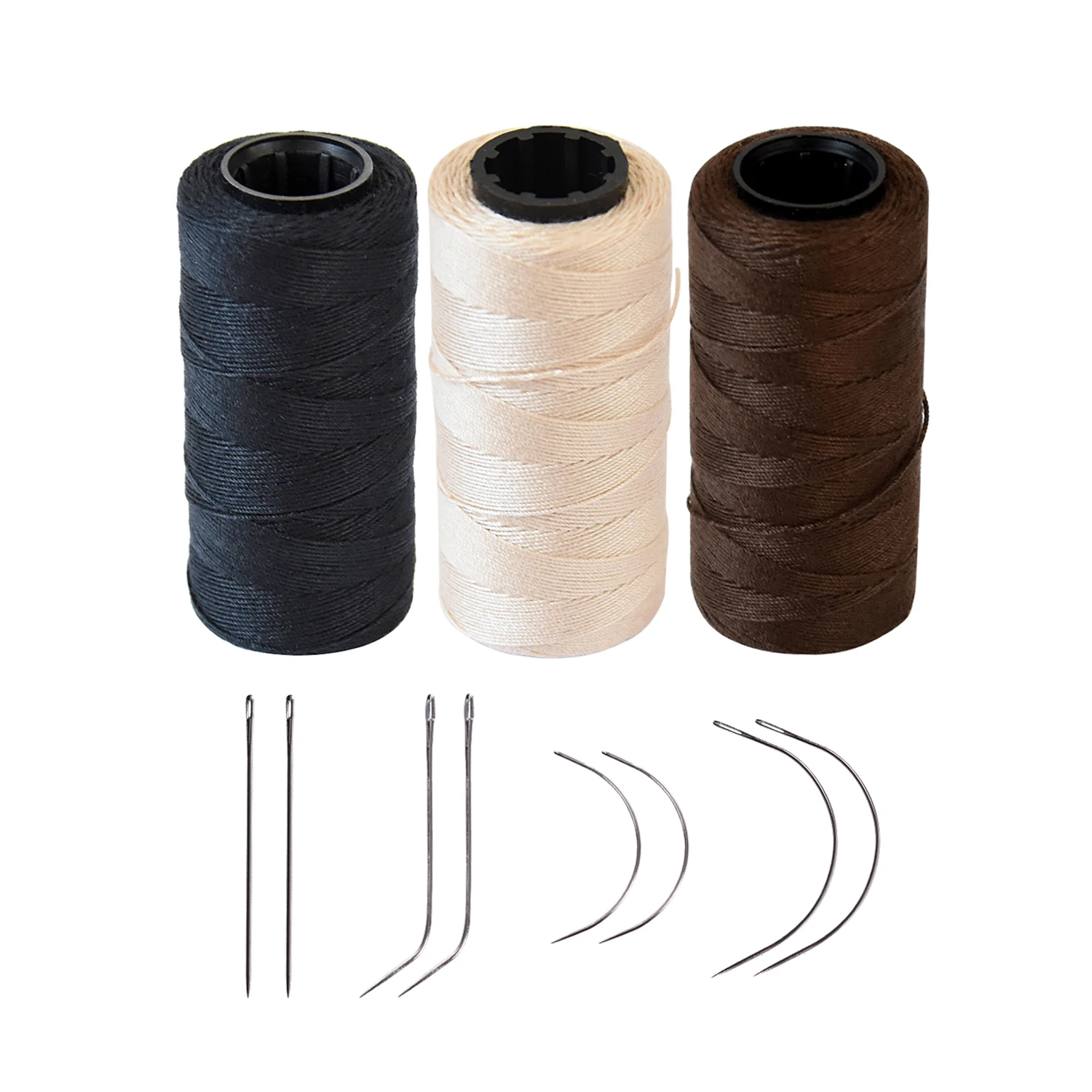 

3 Rolls Sewing Thread for Making Wigs With 8 pcs Hair Needles 120 M Hair Weaving Thread for Hair Extensions Wig Accessories