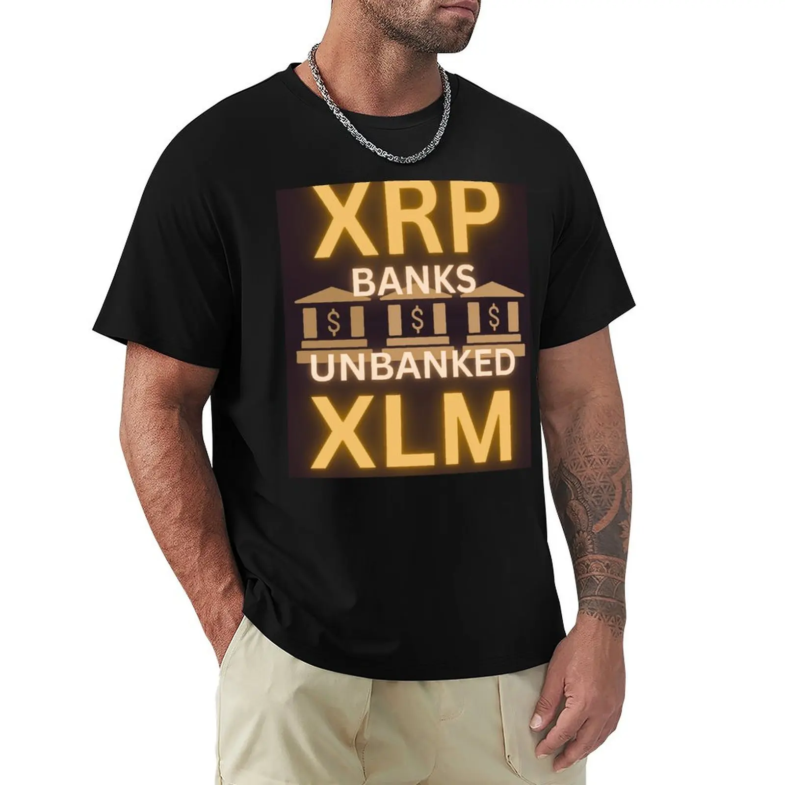 

Футболка XRP XLM BAKING UNBANKED, роскошные мужские рубашки, футболка с рисунком, винтажная одежда, роскошные дизайнерские мужские винтажные футболки
