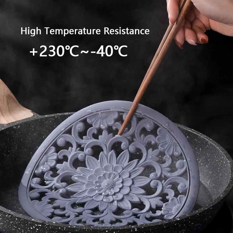 3pcs Silicone Heat Insulation Pad Hollow Non-Slip Coaster Kitchen Tableware Coaster Resistant Tableware Mat for Bowl Dish Pot