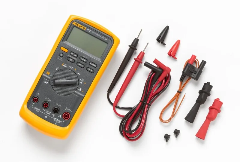 Fluke 87V Industrial Digital Multimeter with TL75 Test Leads AC175 Alligator Clips 80BK Temp Probe For Advanced Troubleshooting