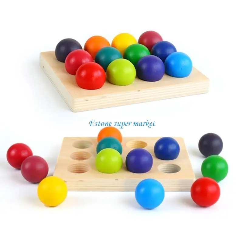 090B 학습 색상 정렬 장난감 나무 무지개 매칭 게임 미세 운동 기술 훈련 장난감 어린이 수학 학습 선물