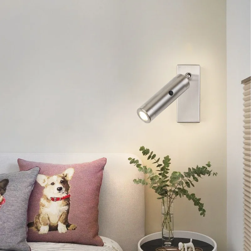 Nordic Reading LED Wall Sconce Corridor Bedroom Hotel Night Book Lights With Switch Adjustable Rotary Wall Lamp Back Spotlight