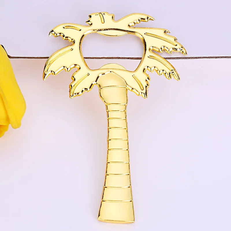 20pcs/set Creative Design Golden Zinc Alloy Coconut Tree Bottle Opener Wedding Gift Packaging Fashion Beer Driver