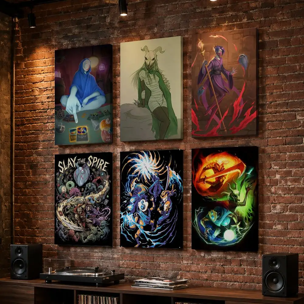 S-Slay The Spire Game Framed Wall Painting Wood Canvas Poster For Living Room Bedroom Hallway Office Home Decor Gift