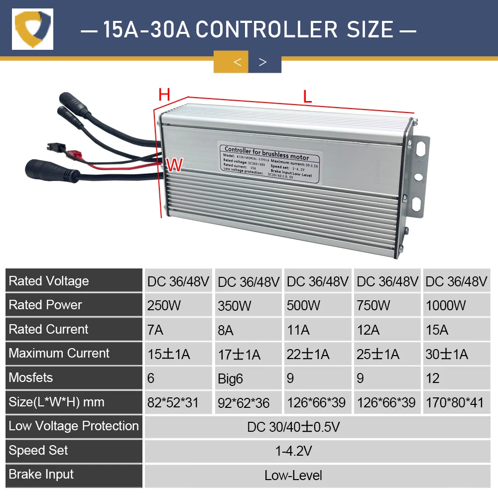 Controller KT per bici elettrica 36V 48V 15A-30A tutti gli accessori per Ebike senza spazzole impermeabili 250W 350W 500W 1000W con cavo 1 t4