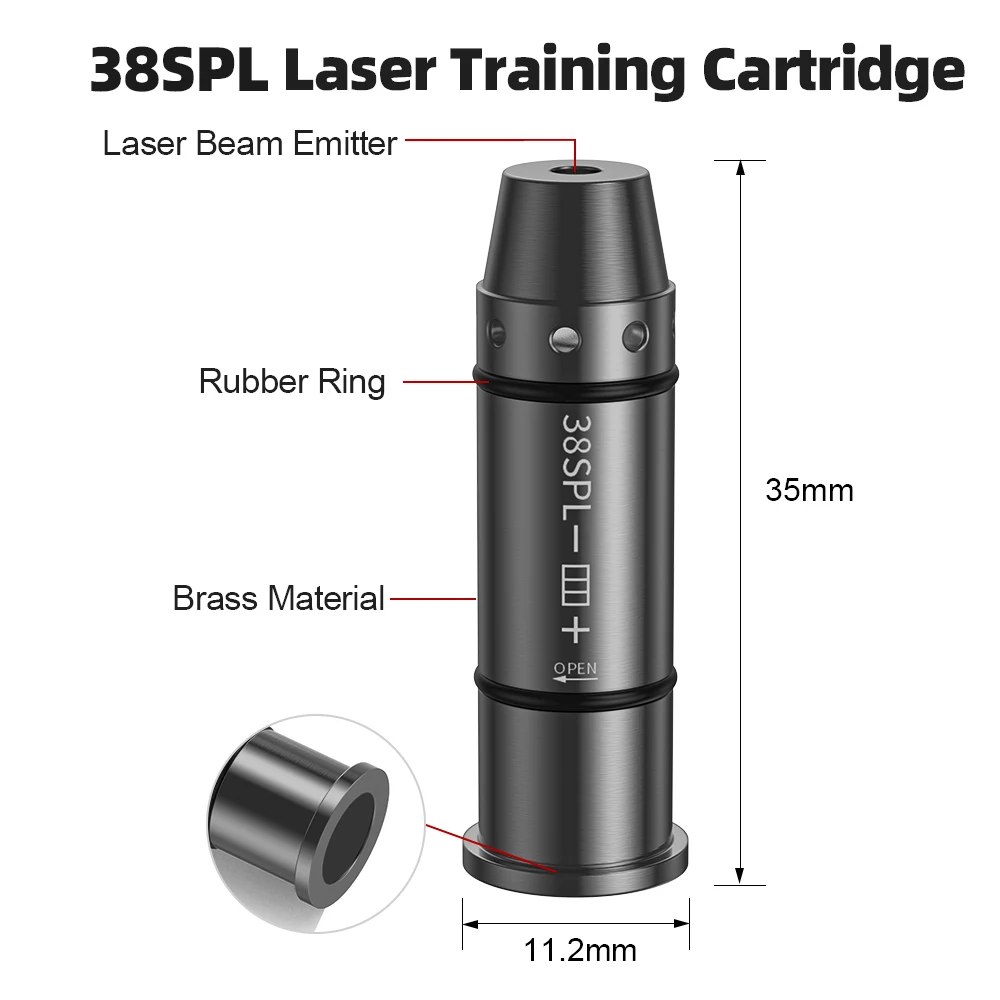 

38SPL Red Dot Laser Training Cartridge Dry Fire Tactical Bullet Trainer for Pistol Marksmanship