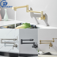 Chrome Black Wall Mounted Faucet Single Cold Water Tap 360 Rotating Spout Washing Faucet Folding Neck Bathroom Kitchen Tap