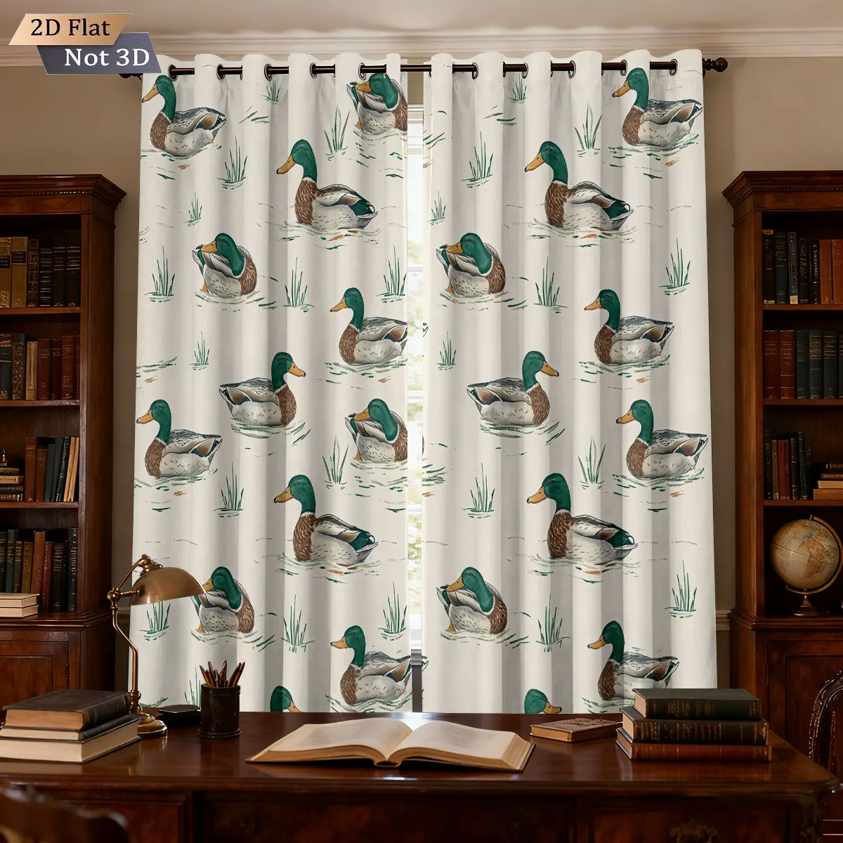 

2 шт., перфорированные плотные шторы с милым уткой и животным принтом, многоразмерное изоляционное украшение для гостиной и спальни