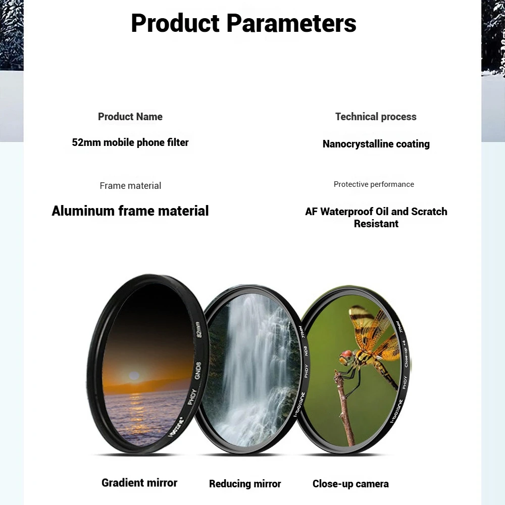 Universal 52mm CPL Camera Lens Filter With Clip Portable Polarizer Anti-reflection Restore Color Phone Filter For iPhone Samsung