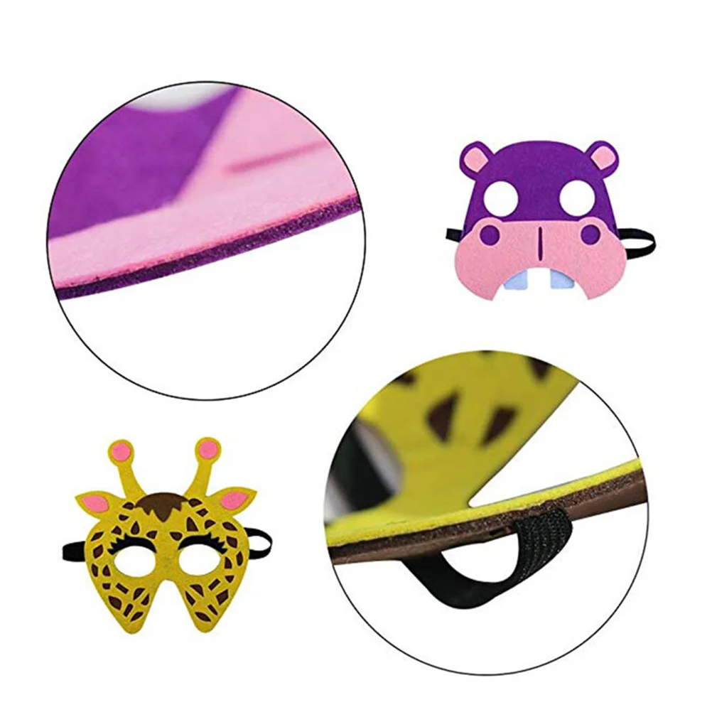Máscara de animales de fieltro para niños, disfraz divertido para fiesta, elefante, tigre, hipopótamo, jirafa, cebra, máscara de Cosplay para niños, 5 uds.