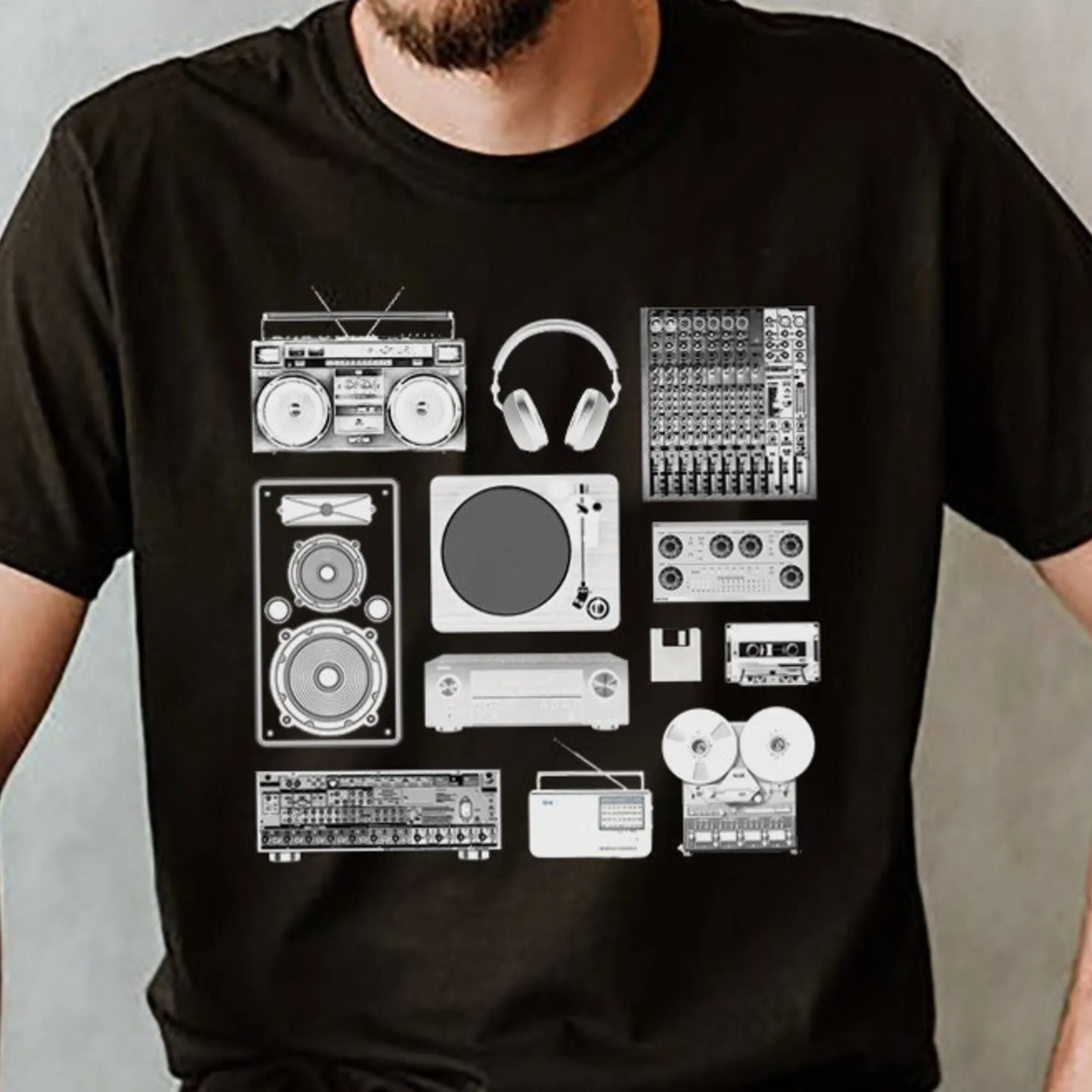 Retro Music Gear T Shirt Old School Audiophile Sound Engineer Gift Dj For Musician Lover