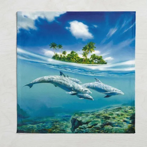 Else Carpet Else Blue Dolphins Tropical Island Wellsoft Pattern 3D Tv Blankets