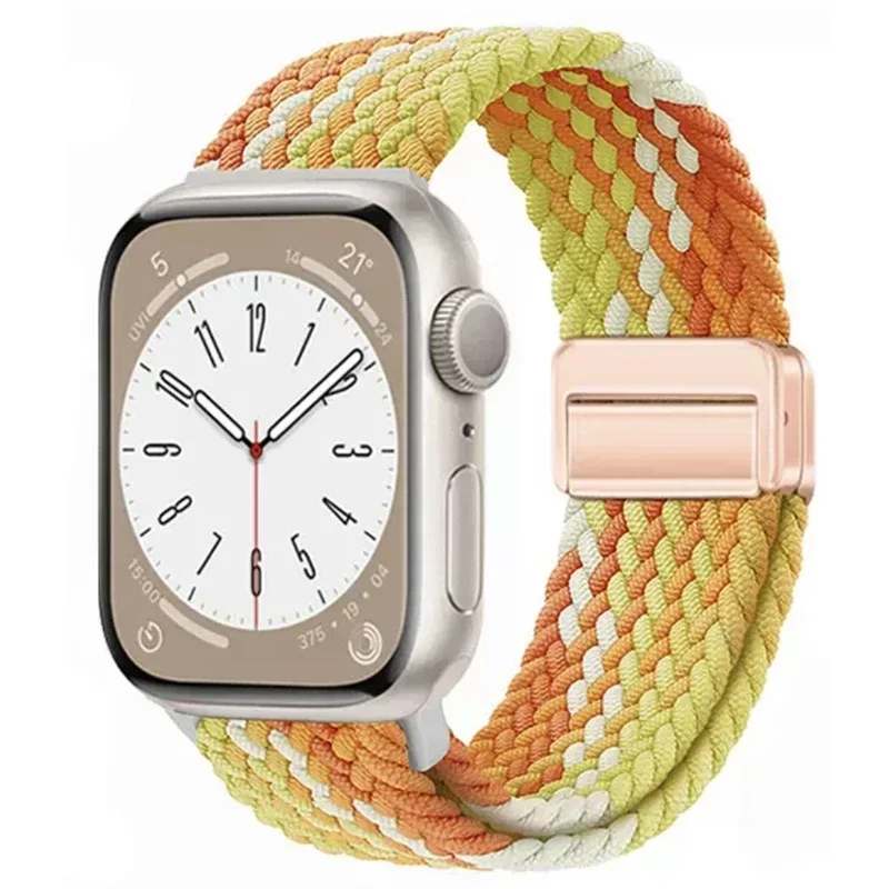 Magnetic Nylon Bracelet For Apple Watch Band 44mm 40mm 45mm 49mm 41 38 Braided Strap iWatch Series se 7 3 6 8 9 Ultra2