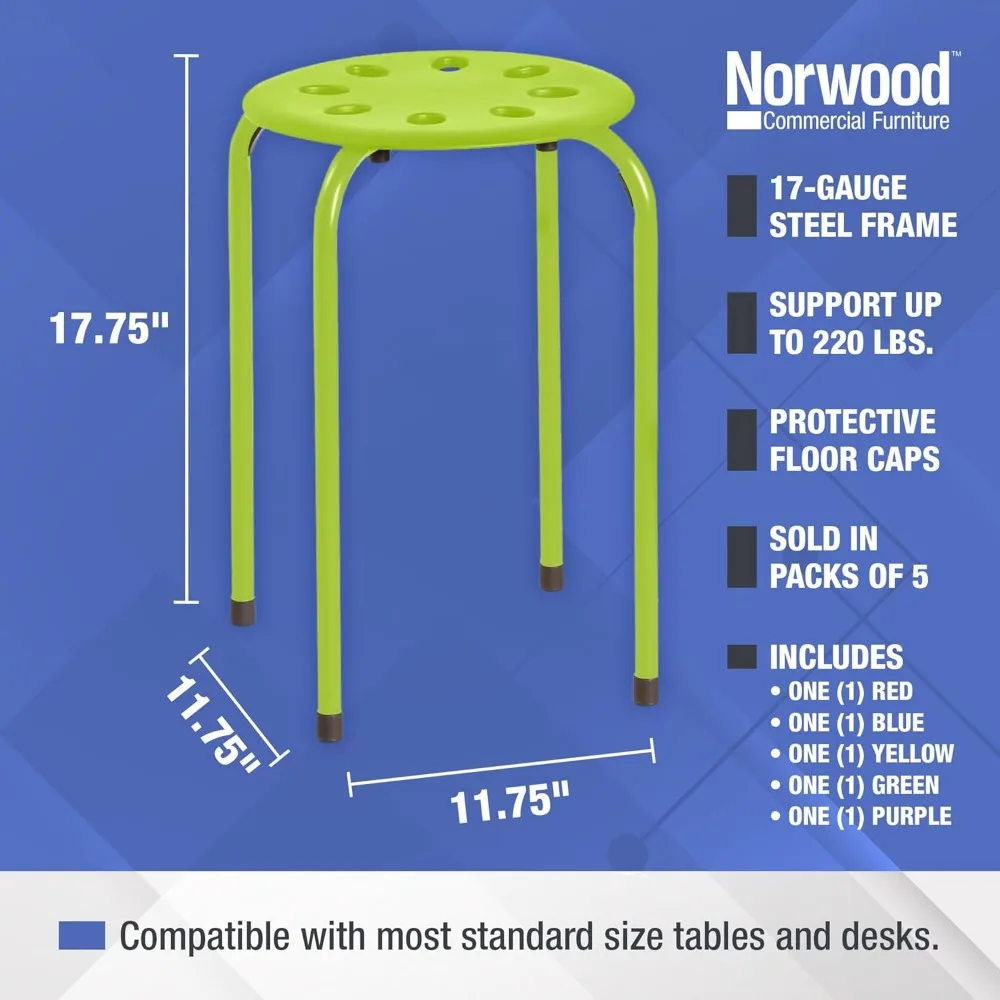 Stools Commercial Furniture Stacking  for Kids and Adults, 17.75" Standard Height Portable Nesting Office and Classroom Stools