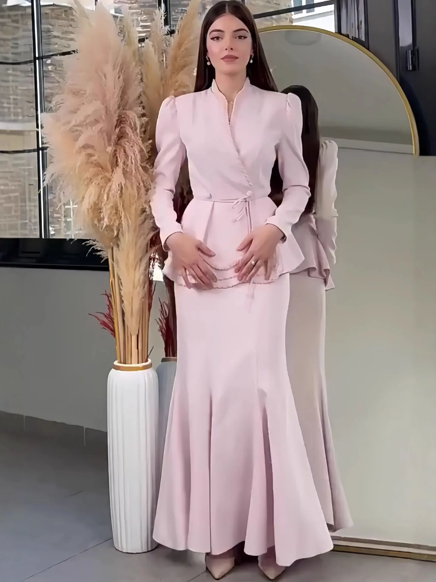 Spring Autumn 2026 Women's High Waist Slimming Suit Coat And Half Skirt Two Piece Set Elegant Style for Professional Settings