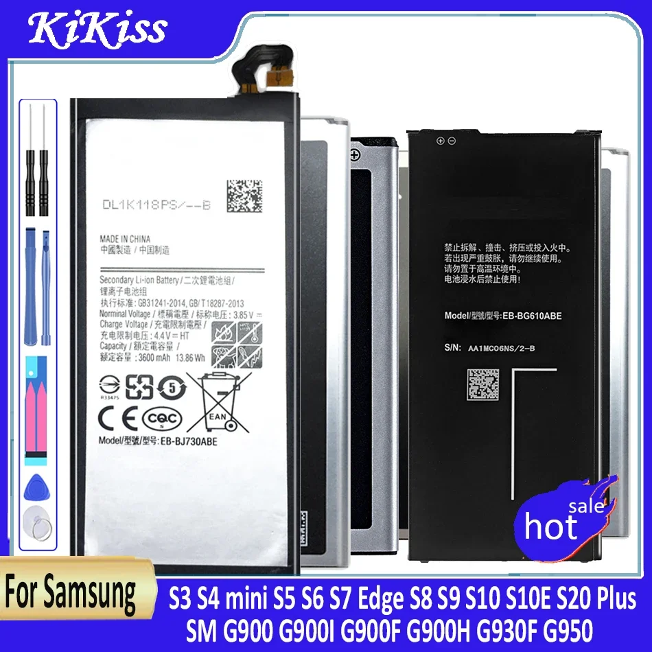 Battery For Samsung Galaxy S3 S4 mini S5 S6 S7 Edge S8 S9 S10 S10E S20 Plus SM G900 G900I G900F G900H G930F G950 EB-BG900BBE