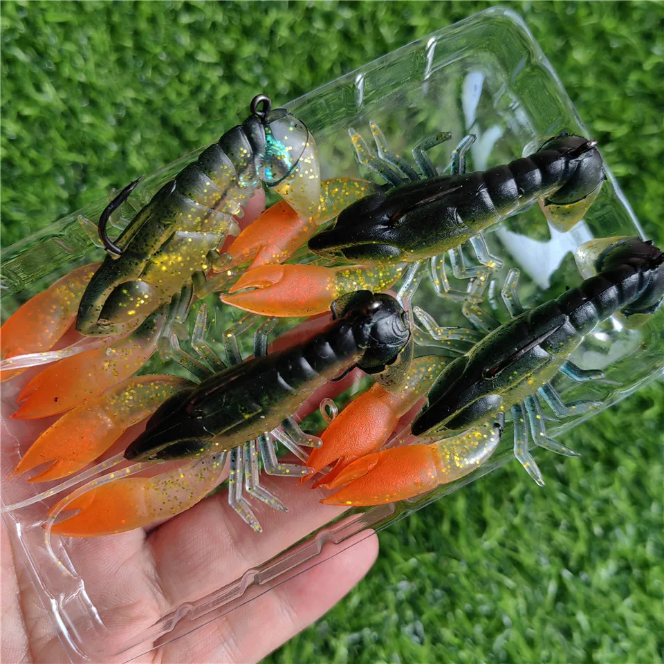 SWOLFY 4PCS Crayfish Soft Fishing Lure 12.6g/70mm Artificial Soft Bait With Hook Lobster Lure Bait Tackle Lure Fishing Tackle