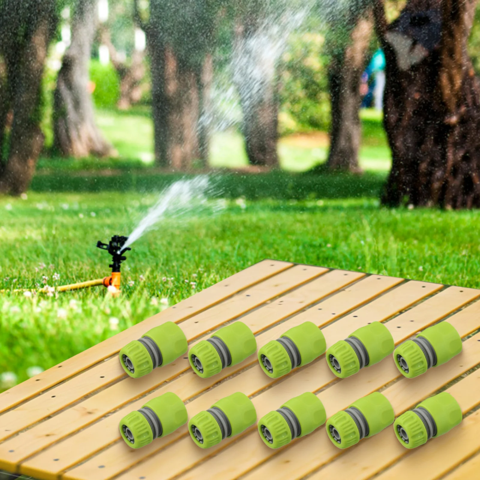 10 Pack Green 4-Point Plastic Water Connector 1/2 Inch Garden Hose Splitter For Outdoor Lawn Irrigation Car Washing Pipe Fitting