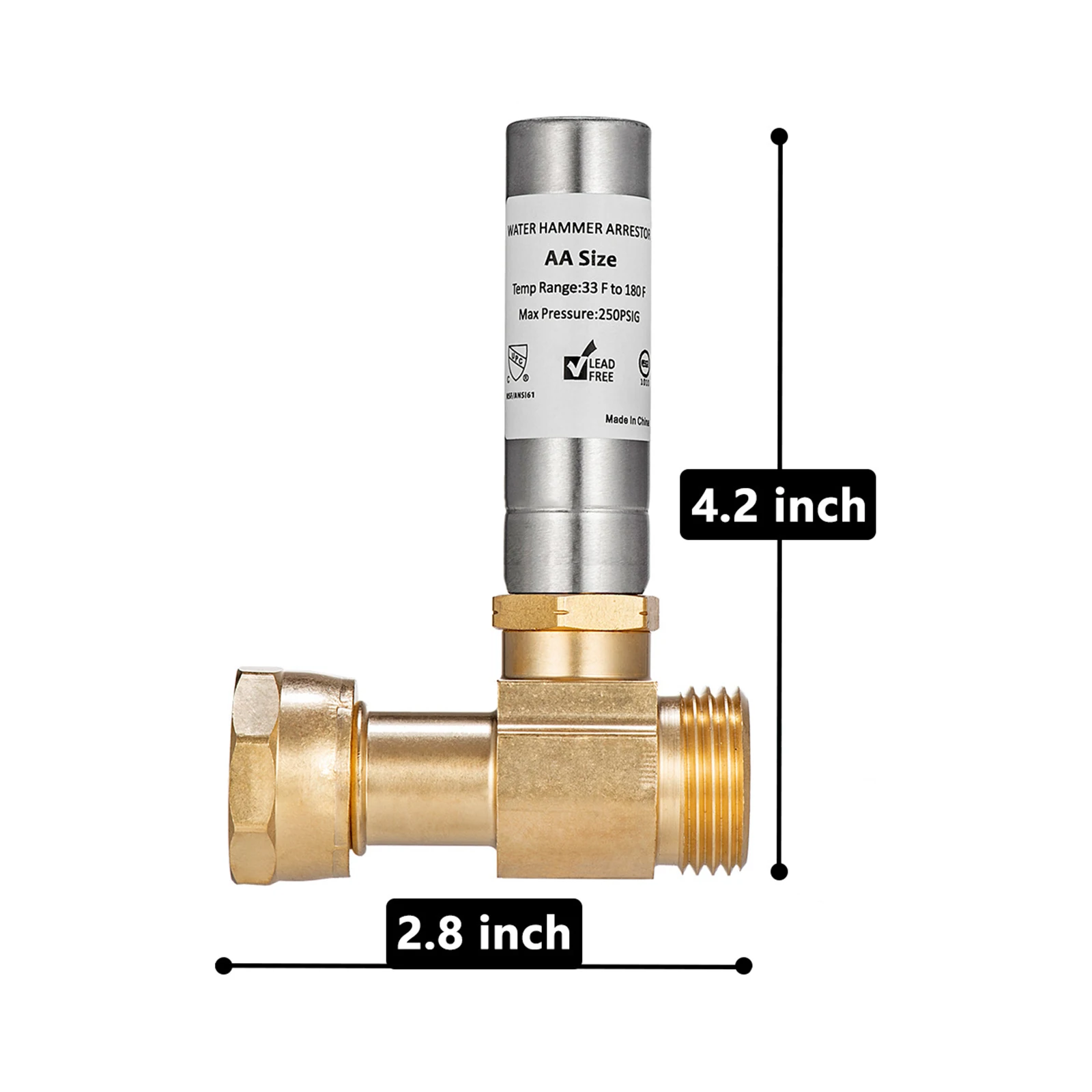 Water Hammer Arrestor Professional Compact Easy to Install High Temperature 3/4\