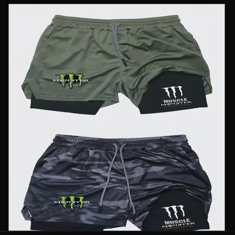 

Новые спортивные шорты Monster Energy 2026: дышащие, повседневные, быстросохнущие, двухслойные, для летнего бега и занятий спортом