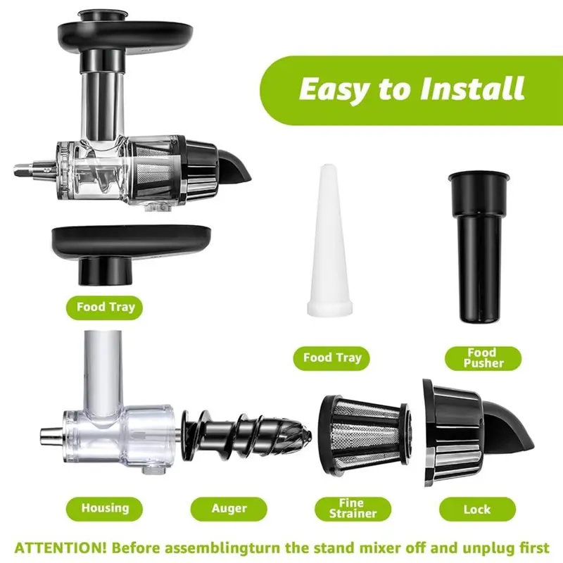 B83B-For Kitchenaidmixer Compatible Masticating Juicer Attachment, For Kitchenaid Stand Mixer, Slow Juicer Attachment A