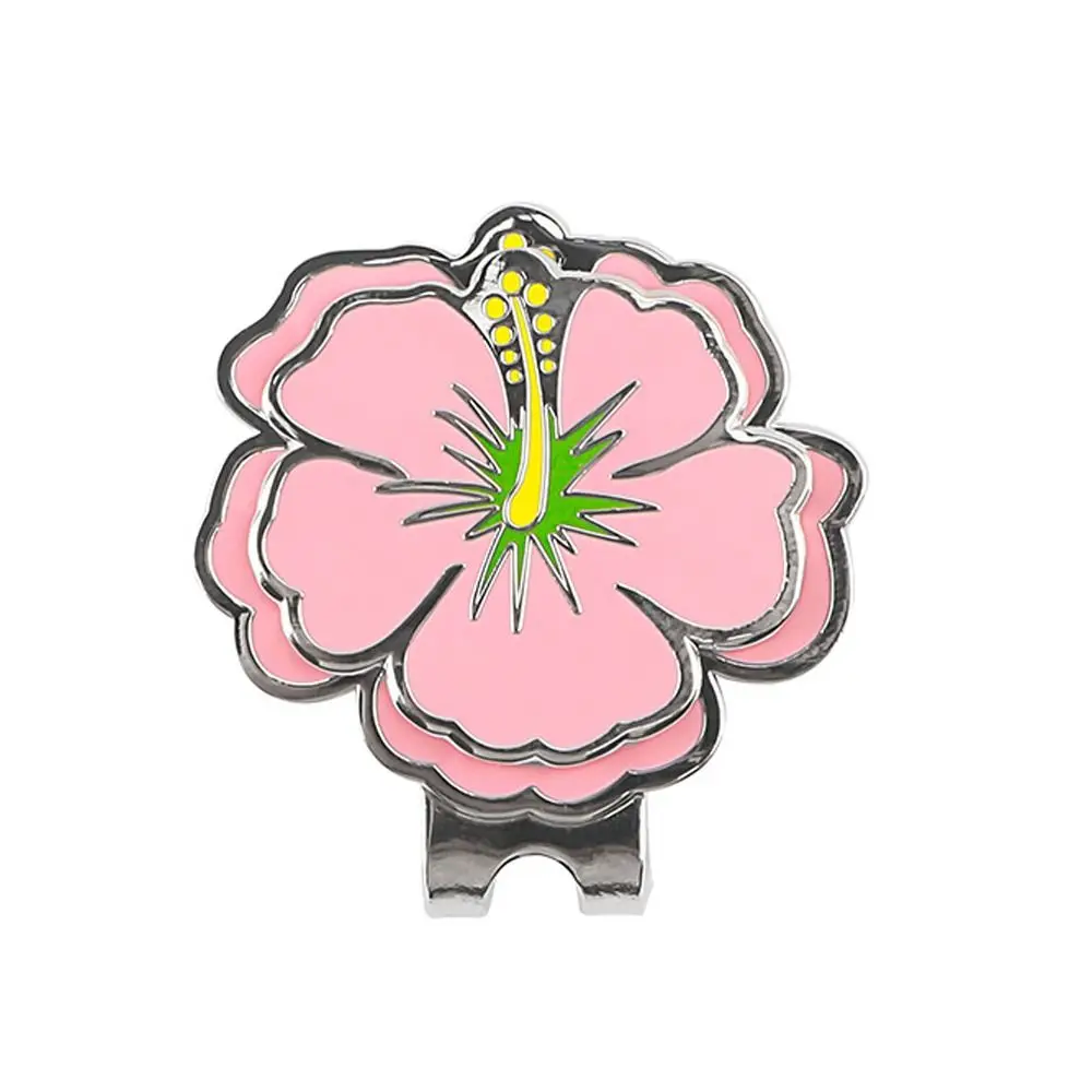 Magnetische hoedclip Bloem Golfhoed Clip Roze Kers Kersenbloem Golfhoed Clip Paarse magnetische bal Marker Hoedclip Dames