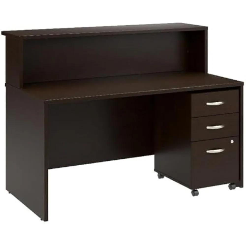 

60w x 30d mocha cherry wood reception desk with drawers