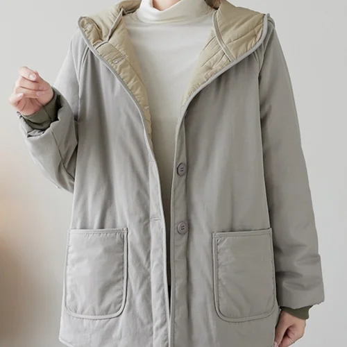 두꺼운 후드 코튼 자켓 여성 겨울 플러스 사이즈 캐주얼 따뜻한 엄마 코튼 패딩 코트 자른 코튼 자켓