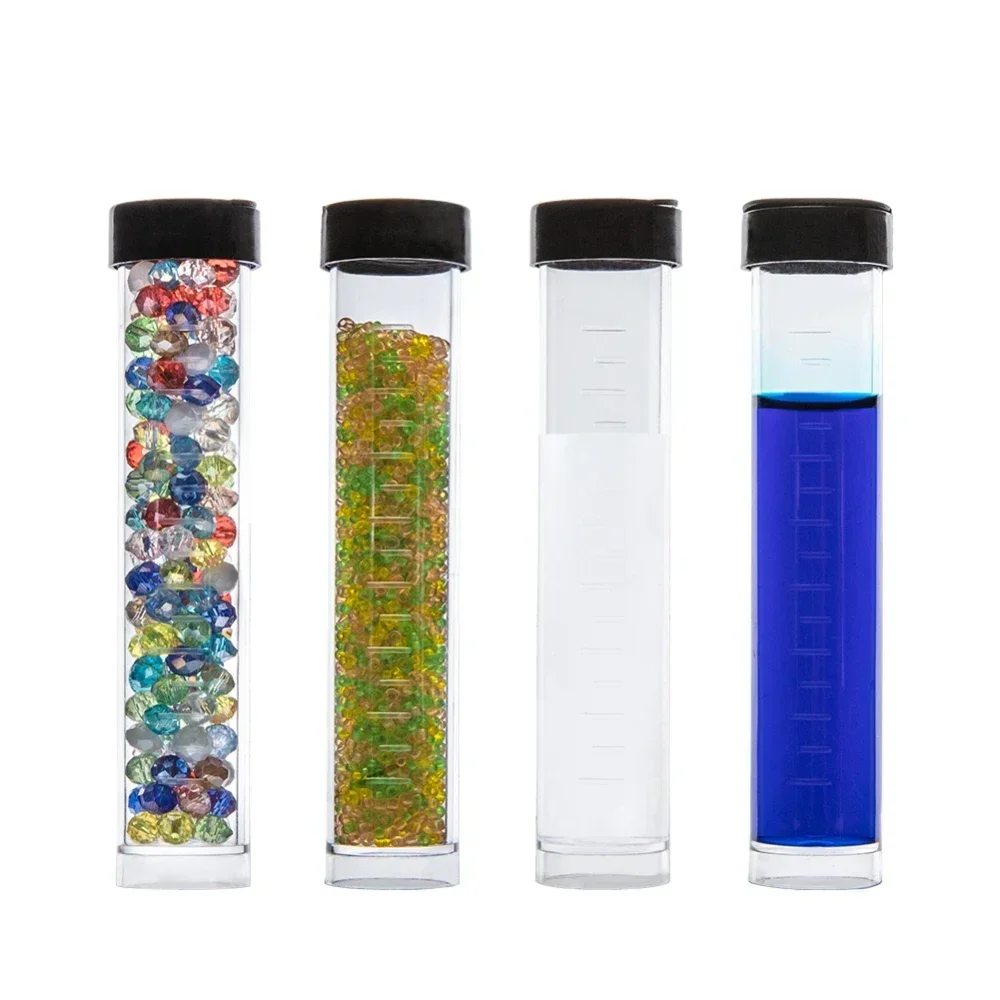 30Pcs Clear Plastic Tube Bead Containers with Black Screw-Top Lid for Small Parts Jewelry Findings Storage Bottle