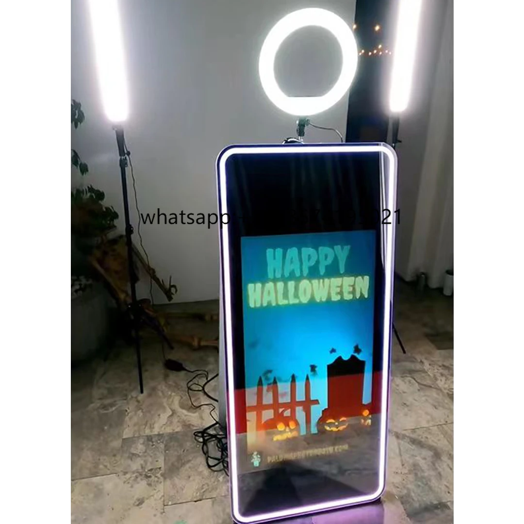 

Portable Selfie 360 Degree Platform Spinner Business Photobooth New Wood Polaroid Mirror Photo Booth