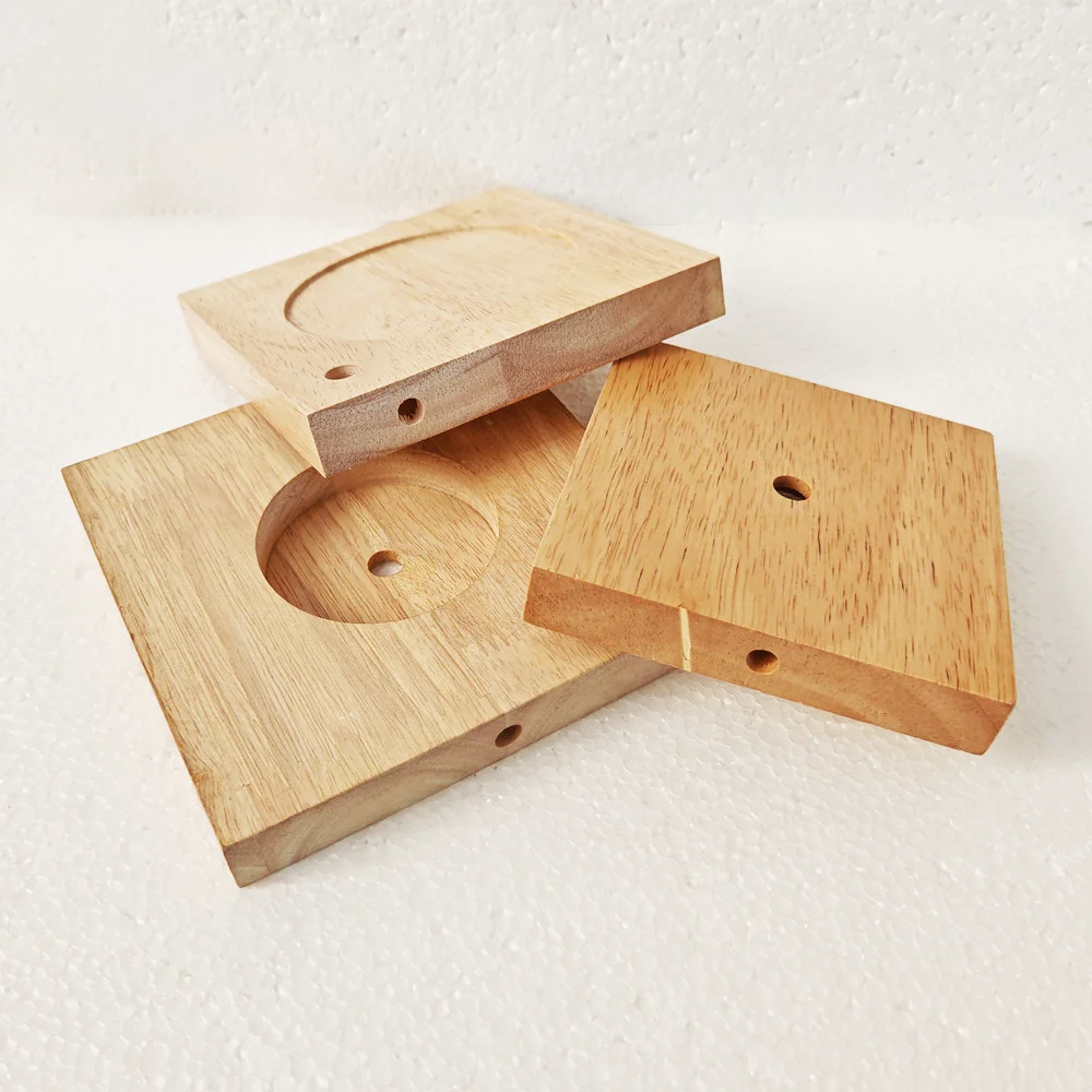 Wood Table Lamp Base, High quality Round/Square 100/120/150mm Solid Wood Display Lamp Base Light Parts Stand for DIY Table Lamp