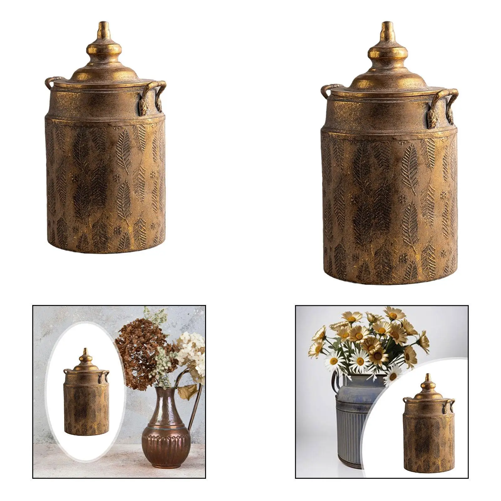 Decorative Flower Vase Iron Rustic Table Centerpiece Iron Flower Jug Iron Planter Pot for Outdoor Wedding Country Home Patio