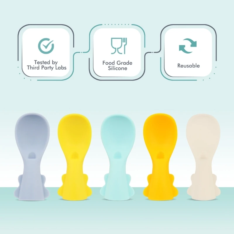 

Baby Pouches Spoon Attachments Soft Silicone Spoons set for Travel Meals