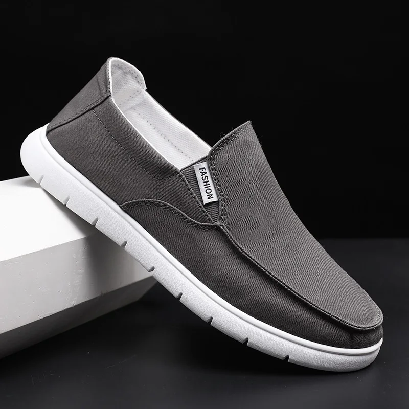 New Spring Men\'s Canvas Shoes Flat Loafers Breathable Soft Bottom Old Beijing Cloth Shoes Low To Help Casual Shoes