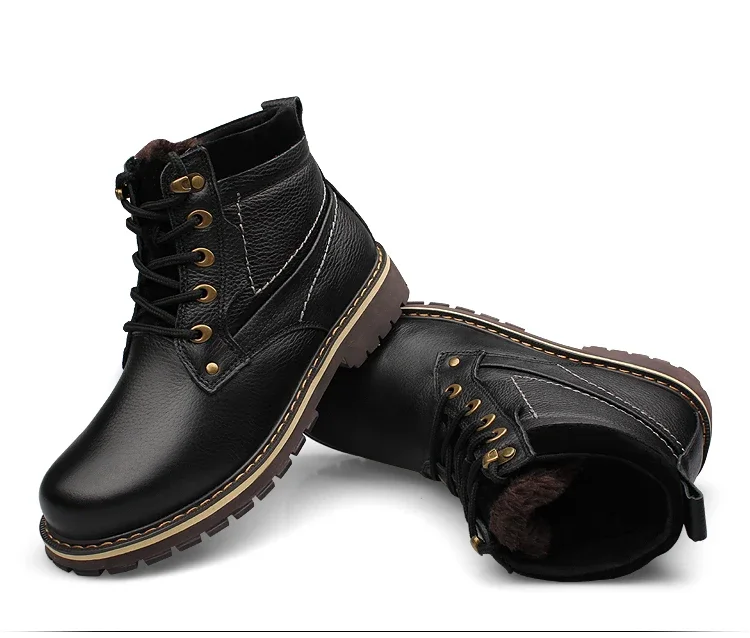 Men Winter Snow Boots Warm Men Warm Boots High Quality Waterproof Leather High Top Big Size 50 51 52 Men Boots Outdoor Sneakers