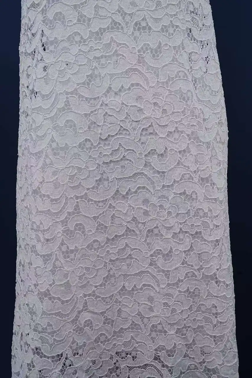 2024 Lace Cotton Embroidery Tulle Mesh Off White Wedding Dress Lace Fabric Material 150CM Wide