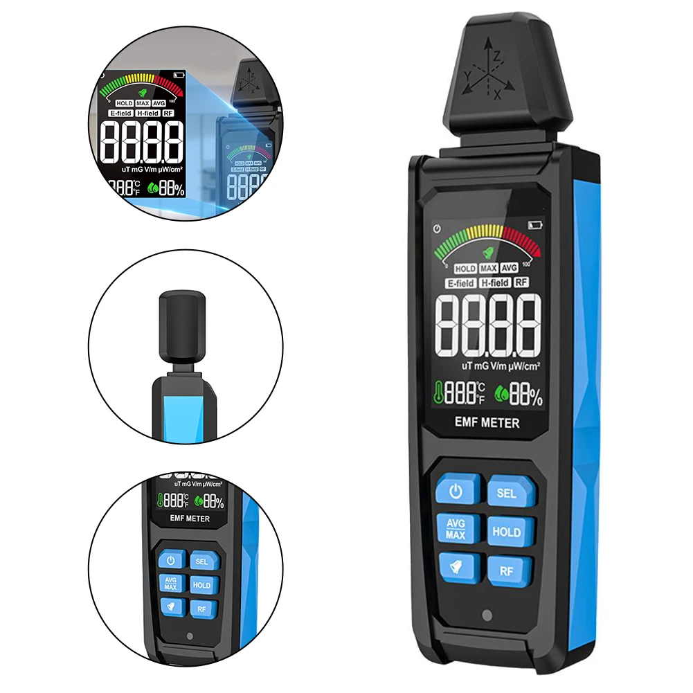 Indoor Radiation Assessment EMF Meter Frequency Radiation Meter Electromagnetic Radiation Detector 204*63*32 Mm