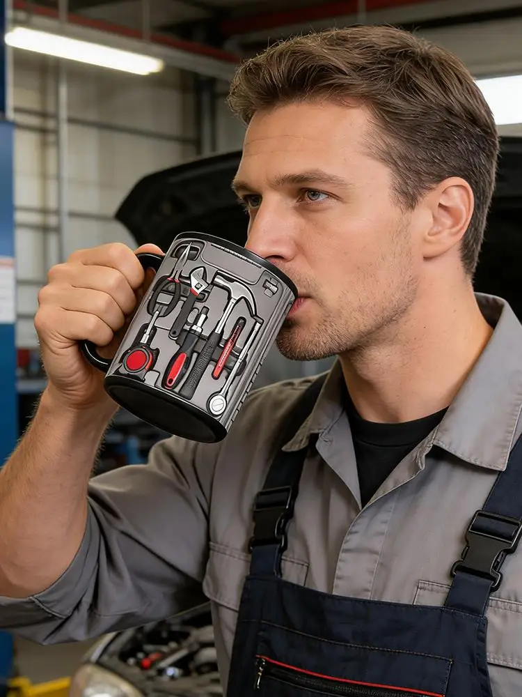 Picture 4: Mechanic coffee mug Ceramic Toolbox Design Mechanic Water Cup Wrench Pattern Sturdy Mechanic Mug Gift  ﻿