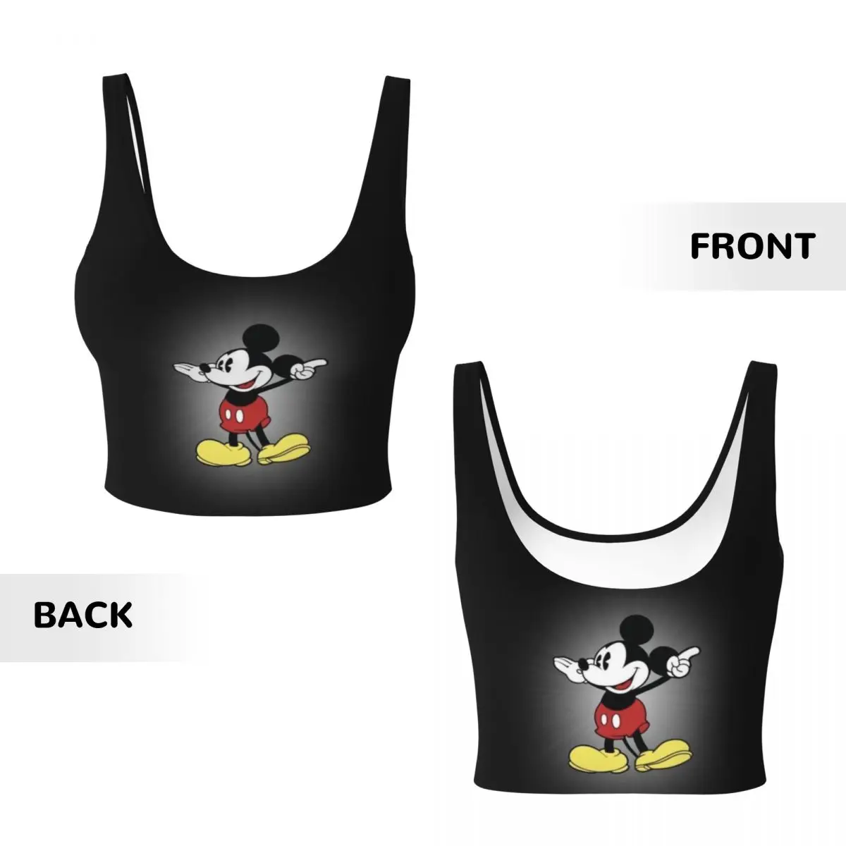 Custom Mickey Mouse Workout Crop Tank Tops Women Seamless Running Yoga Sports Bras