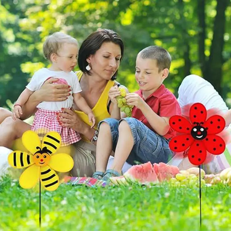 

Wind Spinners Outdoor Lawn Pinwheel Cute Windproof Ladybug And Bee Windmill For Outdoor Garden Backyard Lawn Patio Landscaping