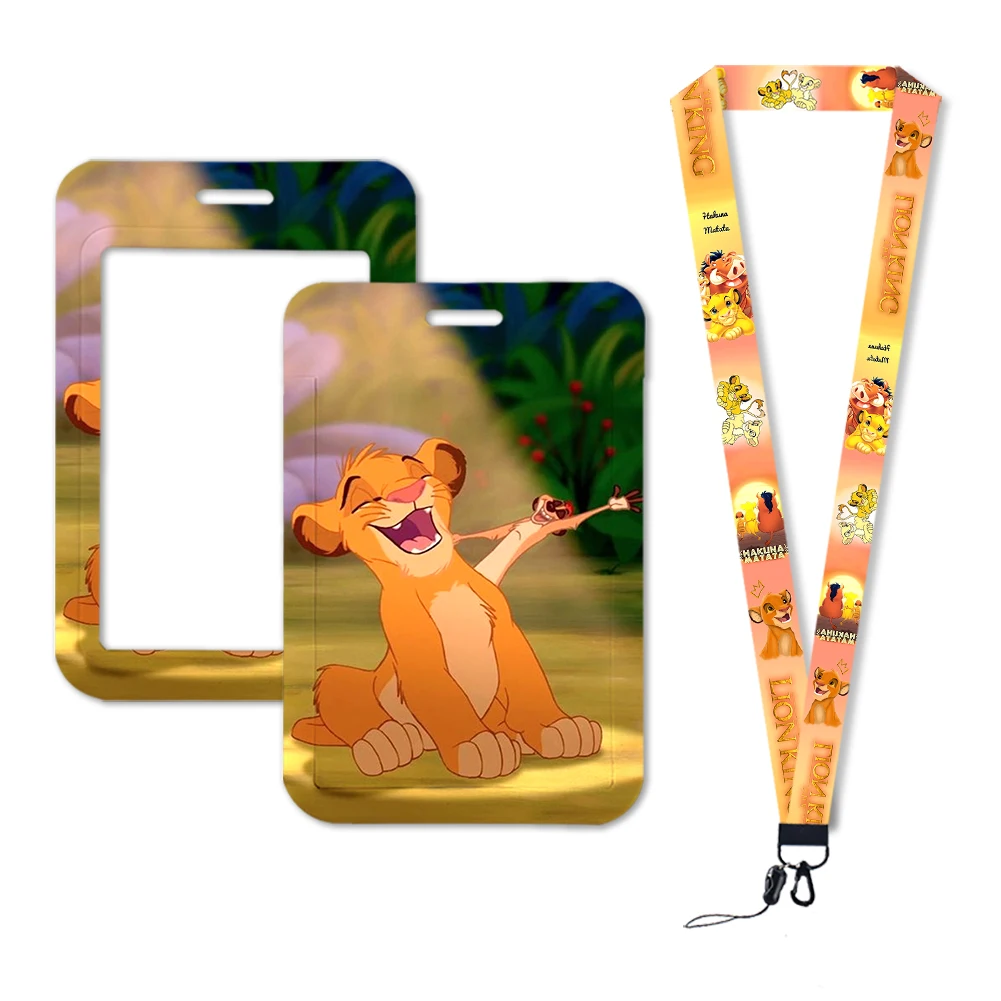 Disney-portatarjetas The Lion King para niñas, estuche para tarjetas de Doctor, insignia de negocios, Marco ABS, estuche para empleado, cordón para estudiantes, tarjetero para nombre