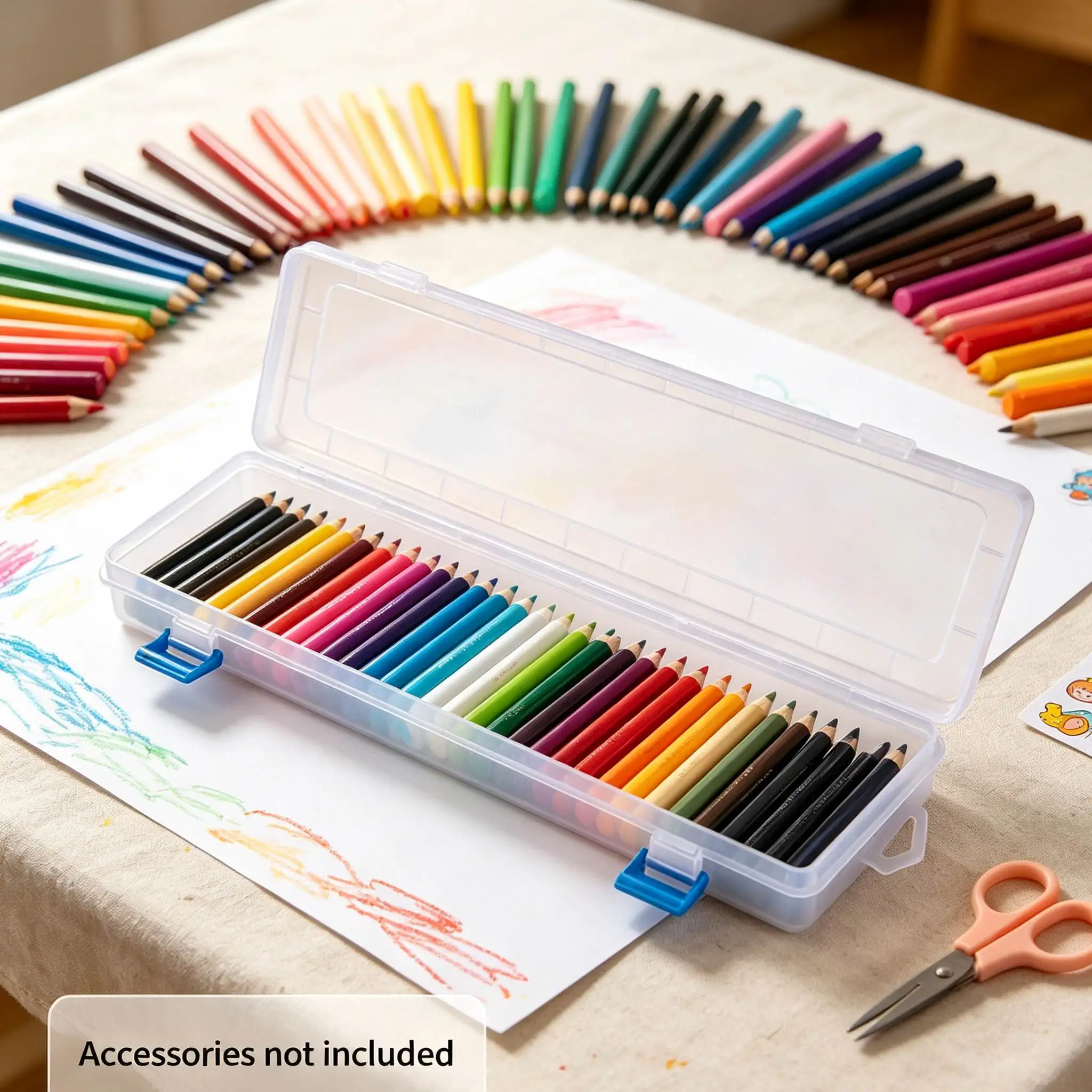 Plastic Brush Storage Box for Painting Pencils Watercolour Pens Drawing Tools 2PCS 3PCS Set Holds Brushes Up to 13 Inch