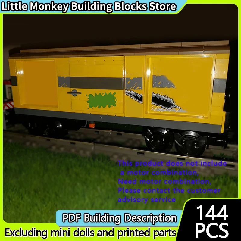 

City Car Model MOC Building Bricks Rail Freight Graffitied Boxcar Modular Technology Children Holiday Gifts Assemble Toys Suit