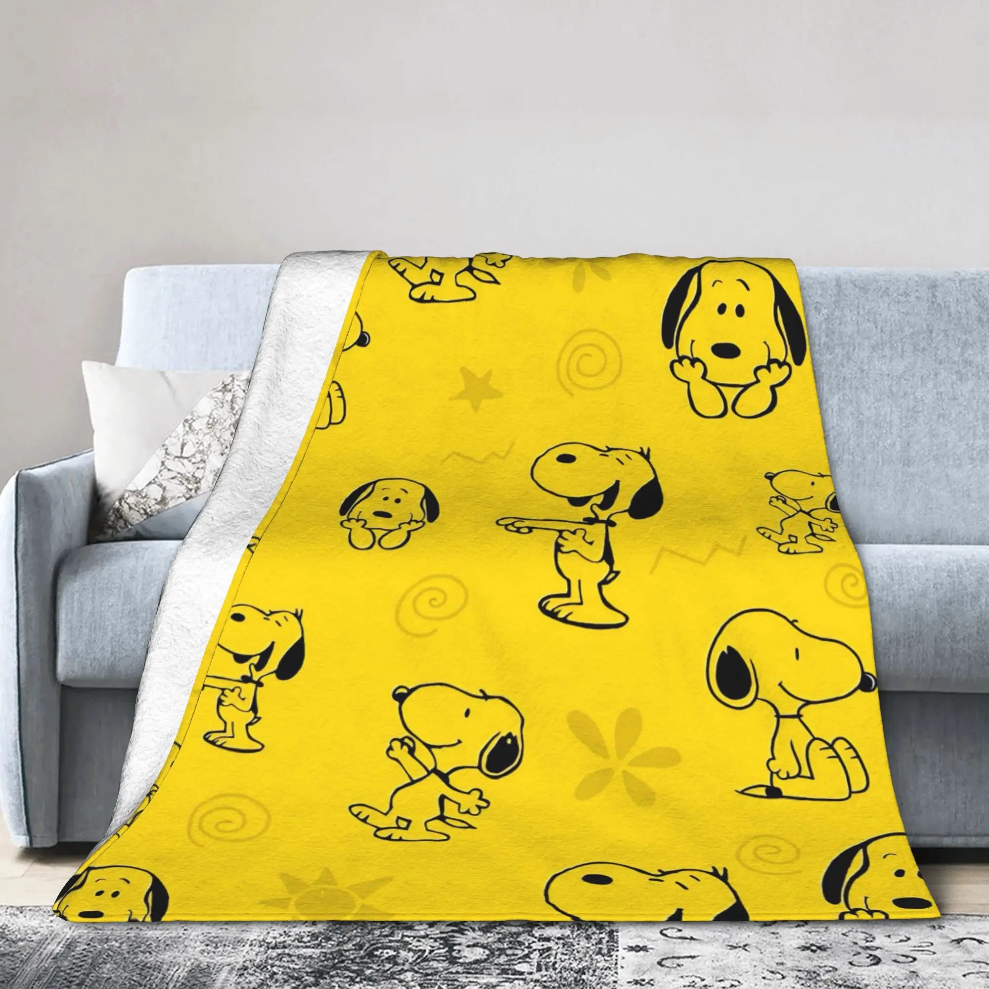 Lovely Dog S-Snoopys Blanket  Flannel Vintage Soft Throw Blankets for Bedding Lounge All Season