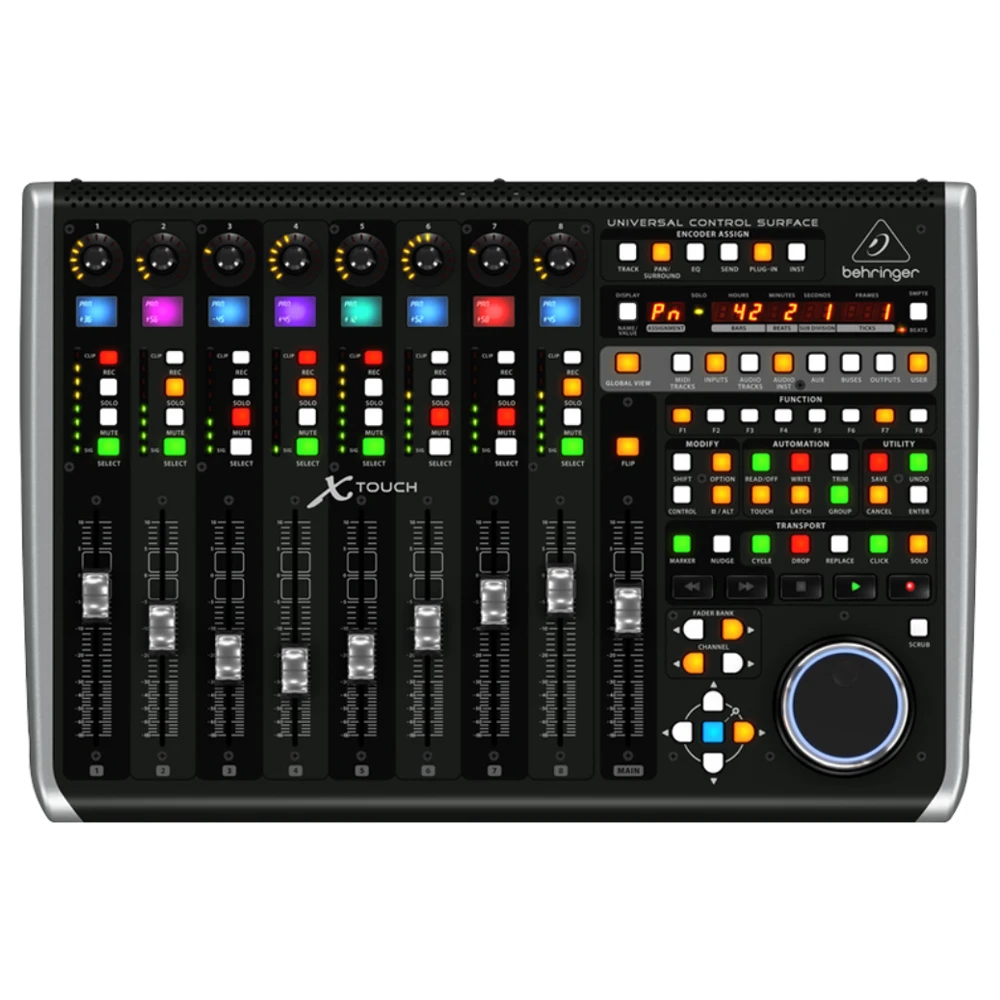 Behringer-Superficie de Control Universal x-touch, 9 Faders de Motor sensibles al tacto, 8 codificadores rotativos y 92 botones iluminados