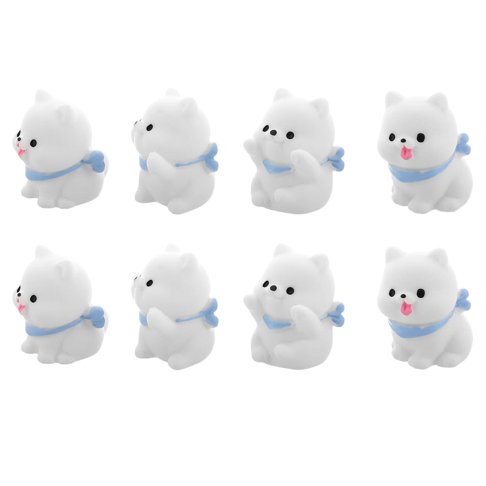 8個のミニチュア樹脂動物セット 愛らしい犬の彫刻 クラフトプロジェクト用 小さな風景装飾 盆栽 車のダッシュボード用