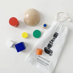 Wooden Toys Hemisphere Balance Toy Children Balance Training Puzzle Parent-child Interaction Bag Storage Colour Geometry TMZ